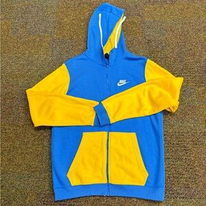 Nike sportswear club fleece hoodie mens medium blue  full zip jacket jumper
